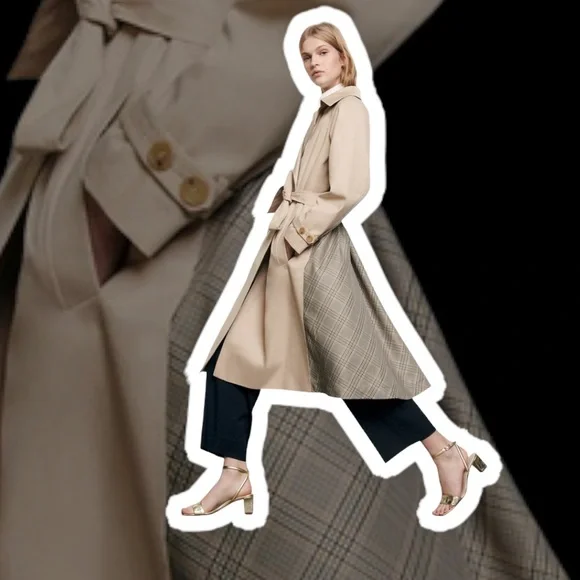 Sandro “Victory” Classic Trench Coat NWT with Plaid Back Detail Medium 40 - Picture 1 of 17